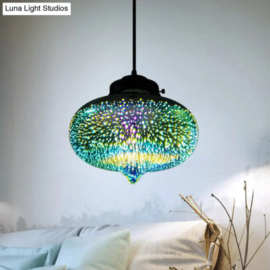 Modern Glass Pendant Lighting - Colorful 3-D Cylinder/Oval/Cone Shape Chrome Led Ceiling Lamp / D