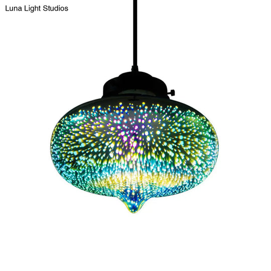 Modern Glass Pendant Lighting - Colorful 3-D Cylinder/Oval/Cone Shape Chrome Led Ceiling Lamp