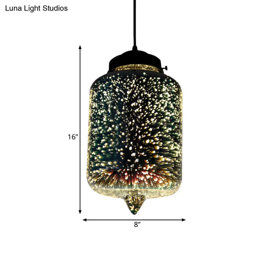 Colorful Glass Pendant Lamp With Chrome Led Modern 3-D Design Hanging Ceiling Lighting