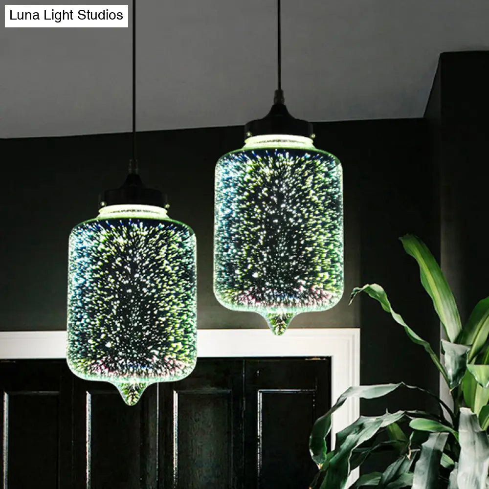 Colorful Glass Pendant Lamp With Chrome Led Modern 3-D Design Hanging Ceiling Lighting