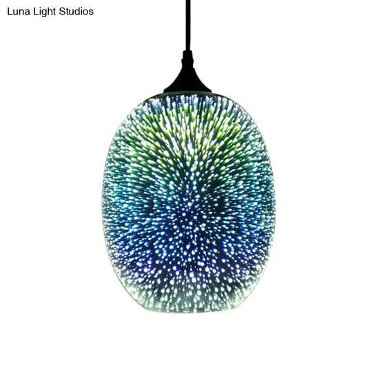 Colorful Glass Pendant Lamp With Chrome Led Modern 3-D Design Hanging Ceiling Lighting