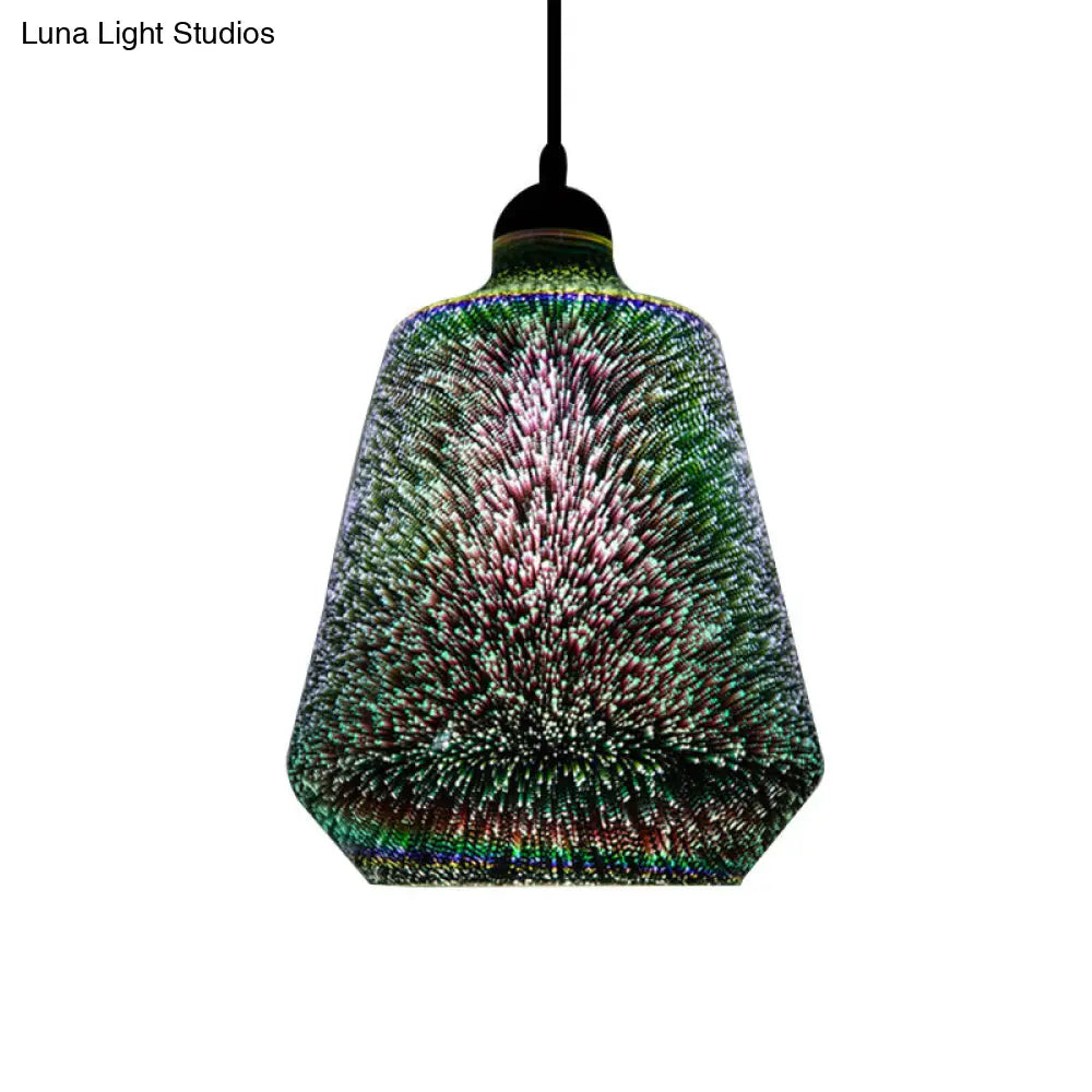 Modern Glass Pendant Lighting - Colorful 3-D Cylinder/Oval/Cone Shape Chrome Led Ceiling Lamp