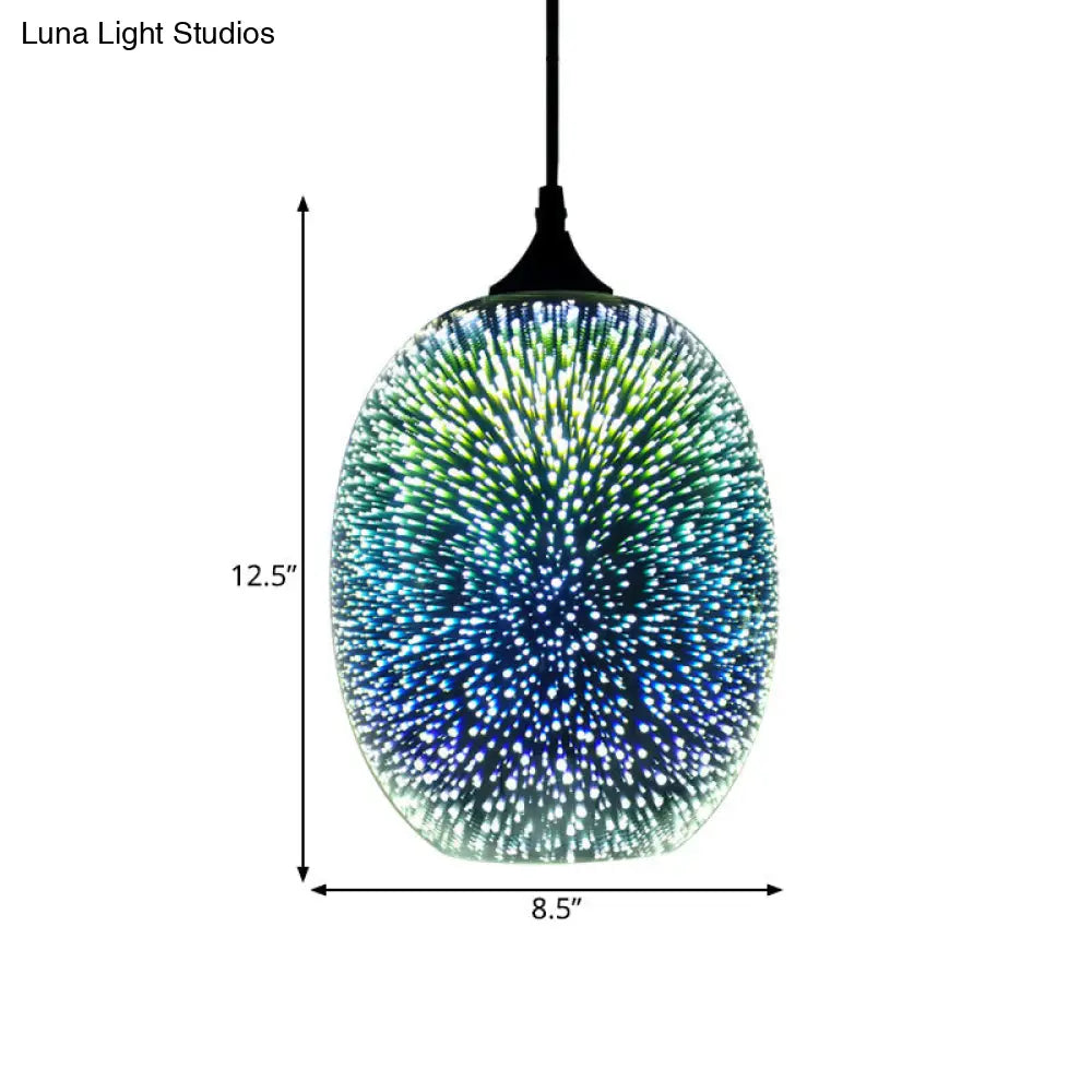 Modern Glass Pendant Lighting - Colorful 3-D Cylinder/Oval/Cone Shape Chrome Led Ceiling Lamp