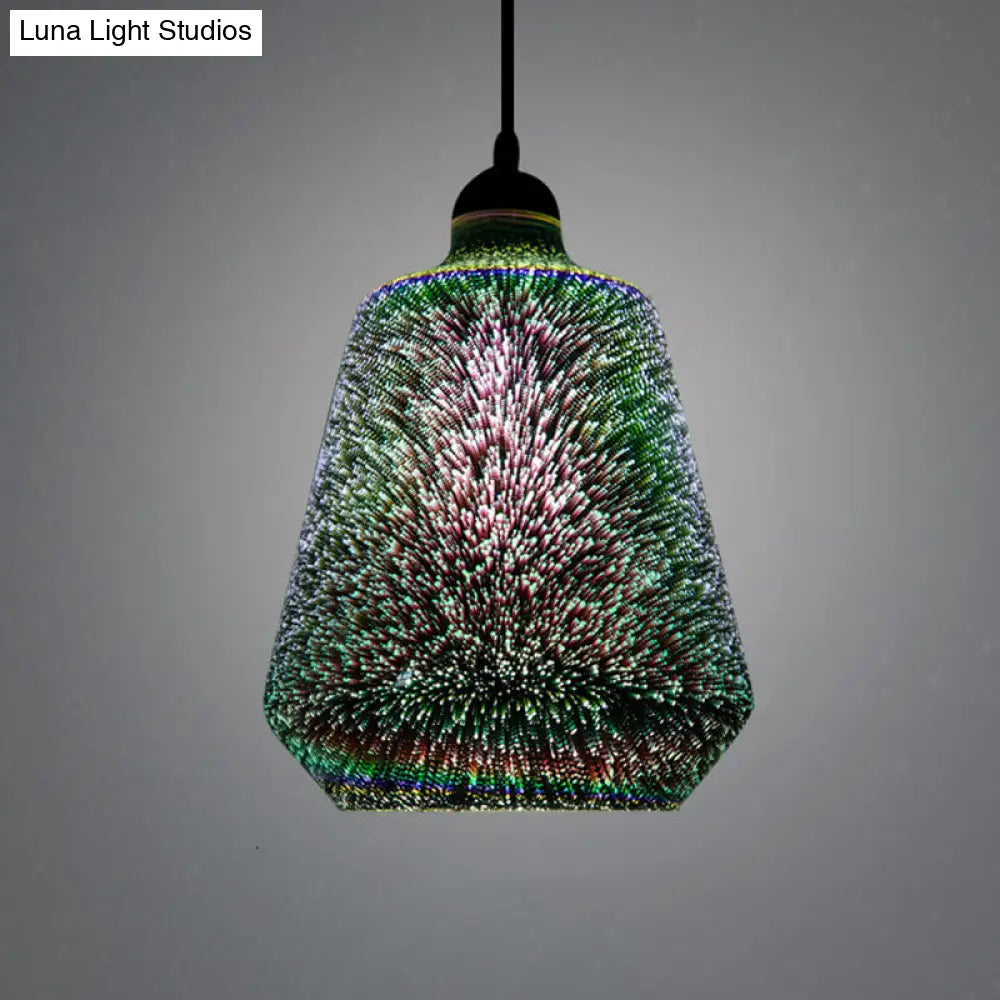 Colorful Glass Pendant Lamp With Chrome Led Modern 3-D Design Hanging Ceiling Lighting