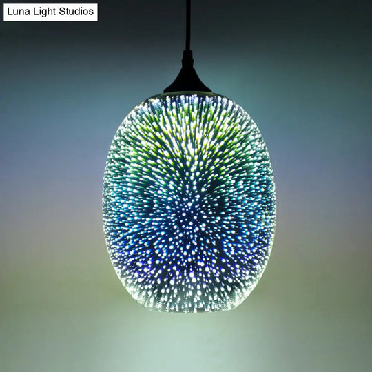 Colorful Glass Pendant Lamp With Chrome Led Modern 3-D Design Hanging Ceiling Lighting