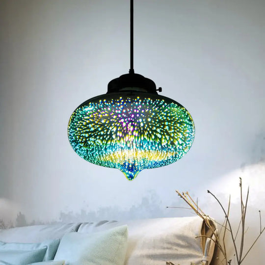 Colorful Glass Pendant Lamp With Chrome Led Modern 3-D Design Hanging Ceiling Lighting / D