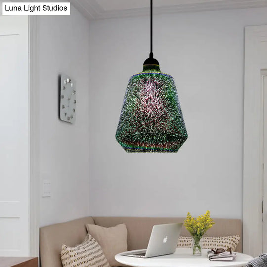 Colorful Glass Pendant Lamp With Chrome Led Modern 3-D Design Hanging Ceiling Lighting