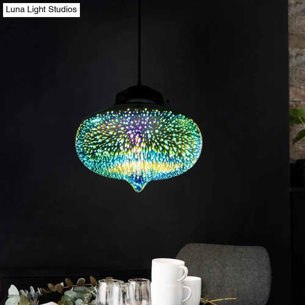 Colorful Glass Pendant Lamp With Chrome Led Modern 3-D Design Hanging Ceiling Lighting