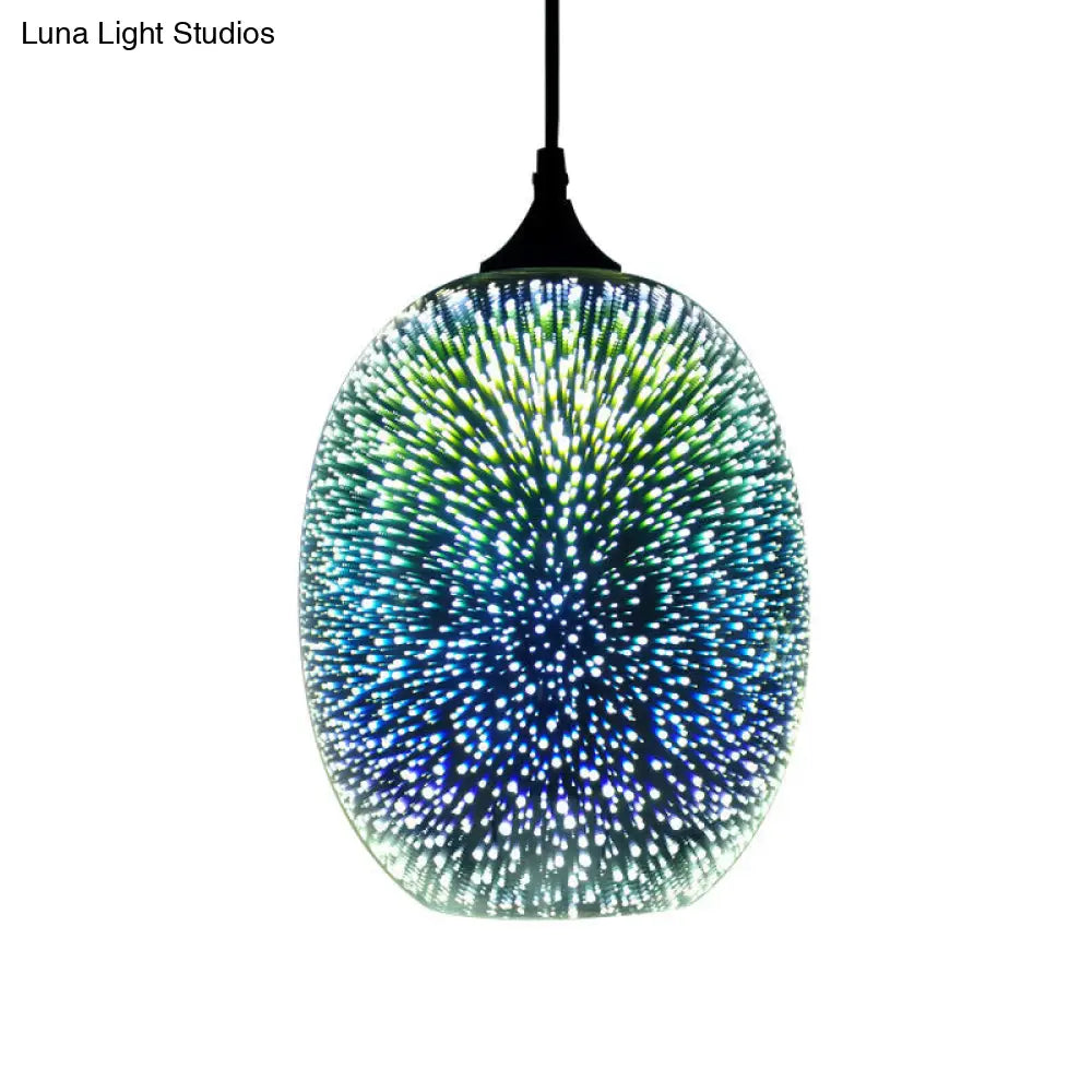 Modern Glass Pendant Lighting - Colorful 3-D Cylinder/Oval/Cone Shape Chrome Led Ceiling Lamp