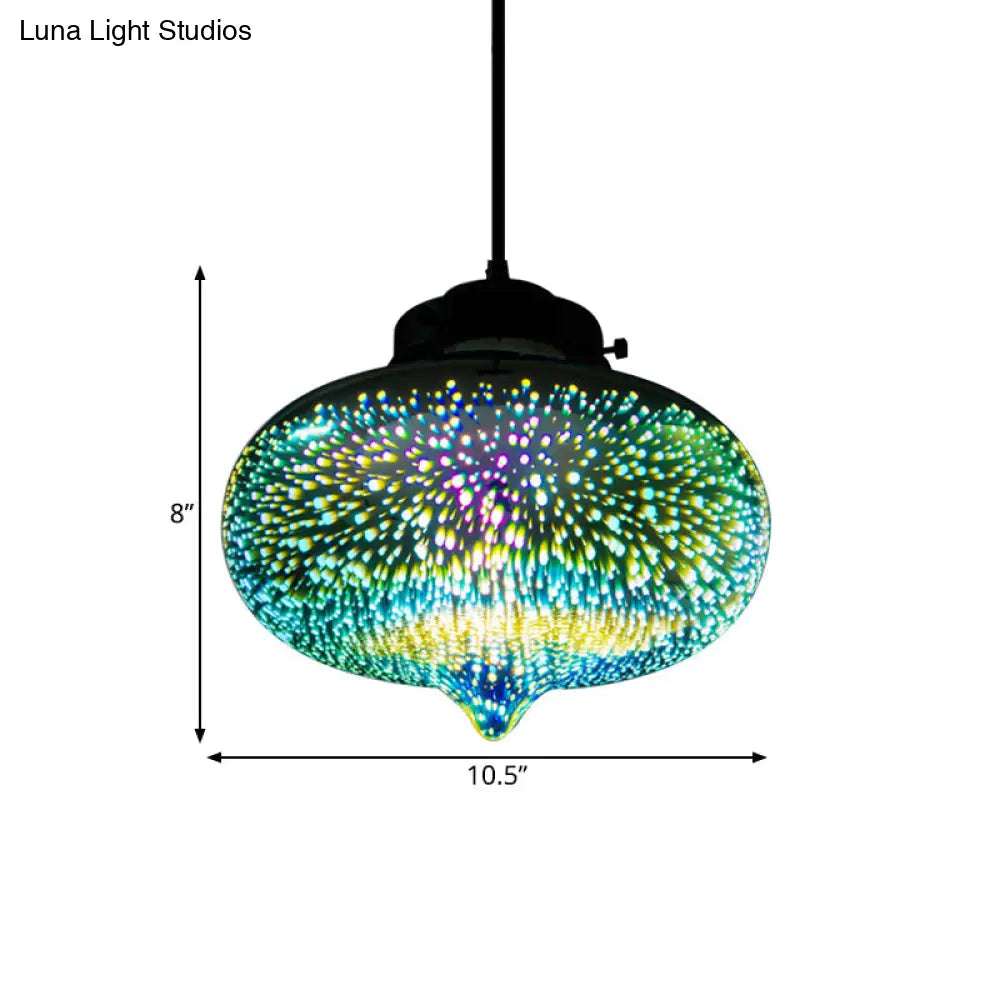 Colorful Glass Pendant Lamp With Chrome Led Modern 3-D Design Hanging Ceiling Lighting