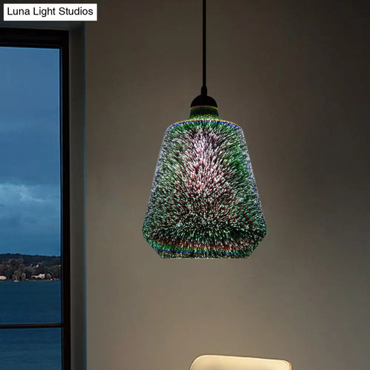 Modern Glass Pendant Lighting - Colorful 3-D Cylinder/Oval/Cone Shape Chrome Led Ceiling Lamp / C