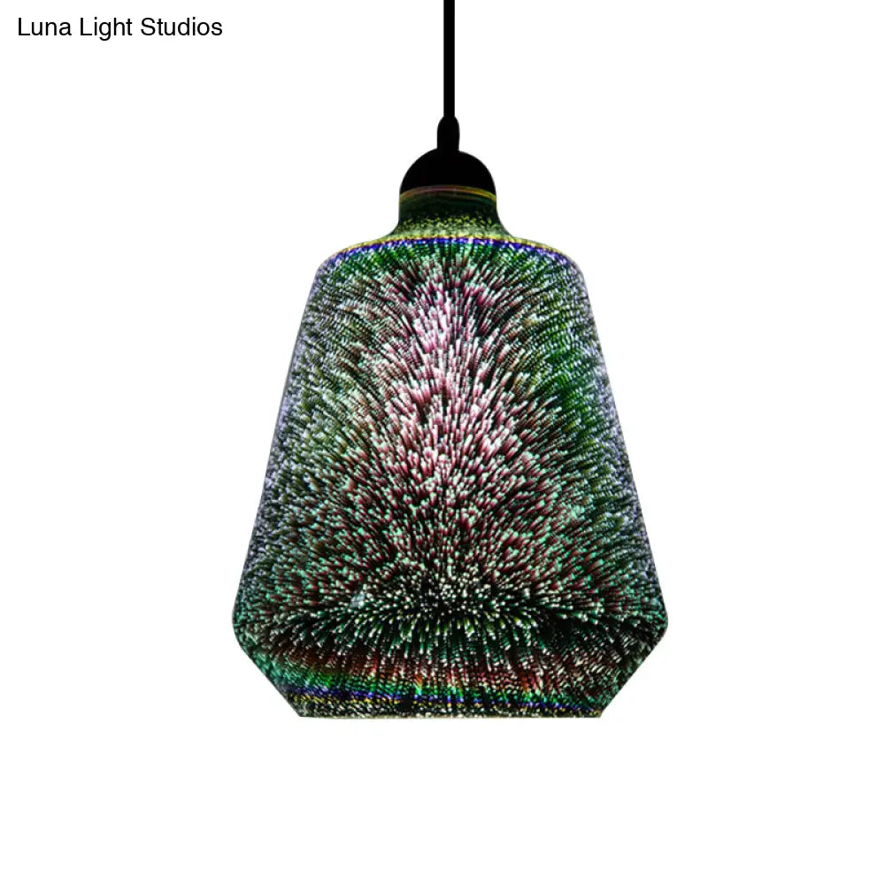 Colorful Glass Pendant Lamp With Chrome Led Modern 3-D Design Hanging Ceiling Lighting