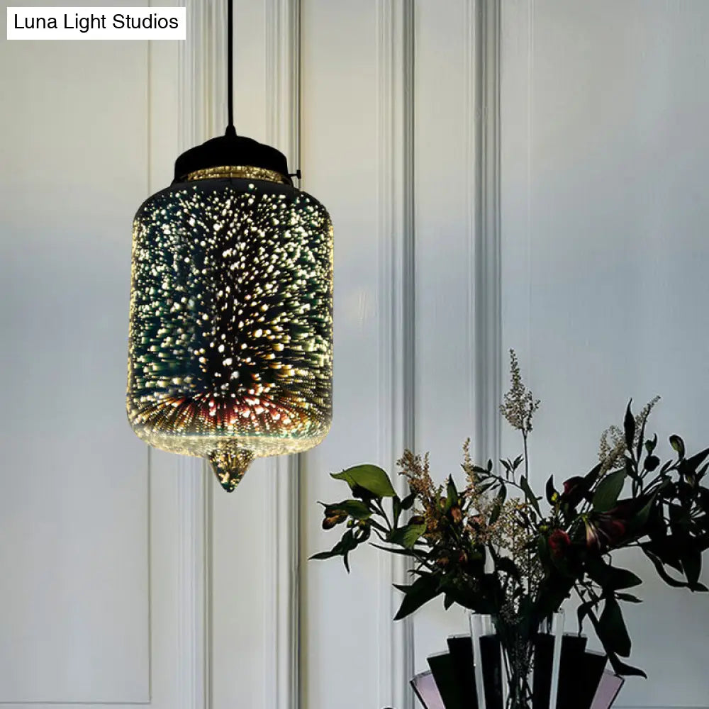 Modern Glass Pendant Lighting - Colorful 3-D Cylinder/Oval/Cone Shape Chrome Led Ceiling Lamp / A