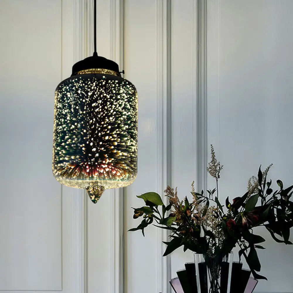 Colorful Glass Pendant Lamp With Chrome Led Modern 3-D Design Hanging Ceiling Lighting / A