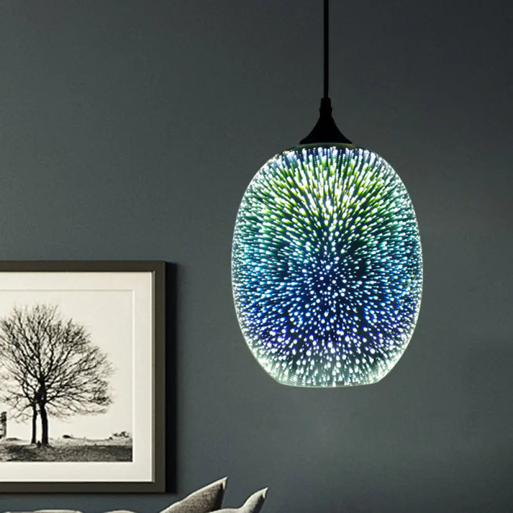 Colorful Glass Pendant Lamp With Chrome Led Modern 3-D Design Hanging Ceiling Lighting / B