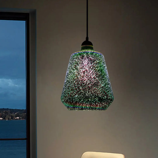 Colorful Glass Pendant Lamp With Chrome Led Modern 3-D Design Hanging Ceiling Lighting / C