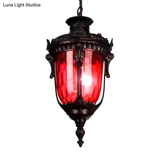 Colorful Glass Urn Hanging Lamp With Multiple Bulbs For Living Room Suspension Lighting