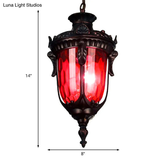 Colorful Glass Urn Hanging Lamp With Multiple Bulbs For Living Room Suspension Lighting