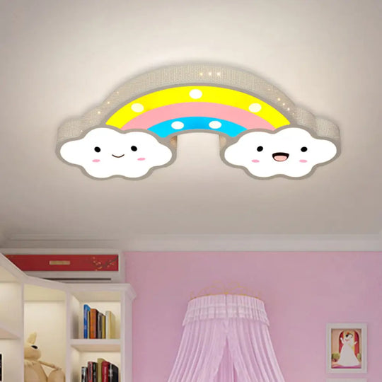 Colorful Hollow Iron Ceiling Lamp With Led Lights For Kids Room White