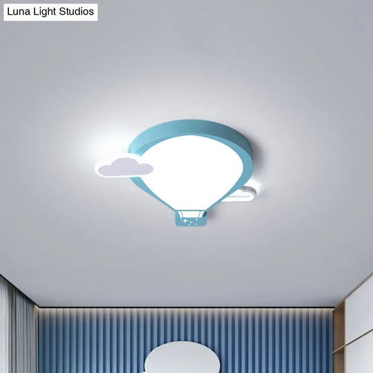 Colorful Hot Air Balloon Ceiling Light - Led Flushmount Lamp In 18/21.5 Width Blue / 18