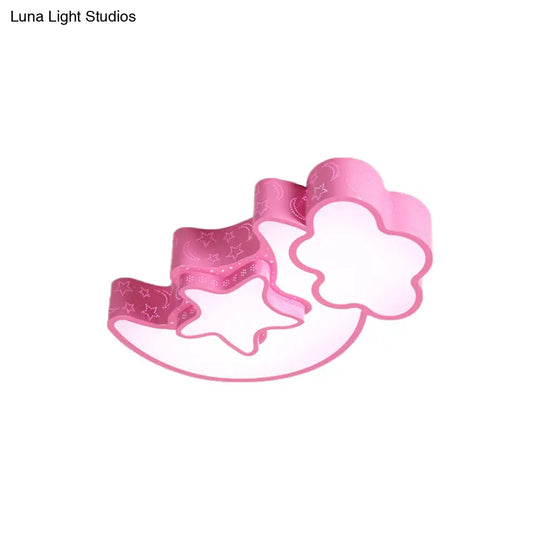 Colorful Kids Cloud & Crescent Ceiling Light - Hallway Acrylic Candy Flush Mount