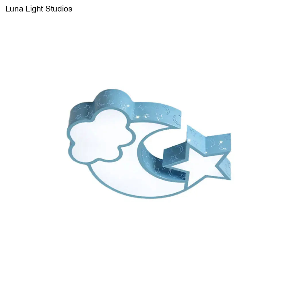 Colorful Kids Cloud & Crescent Ceiling Light - Hallway Acrylic Candy Flush Mount