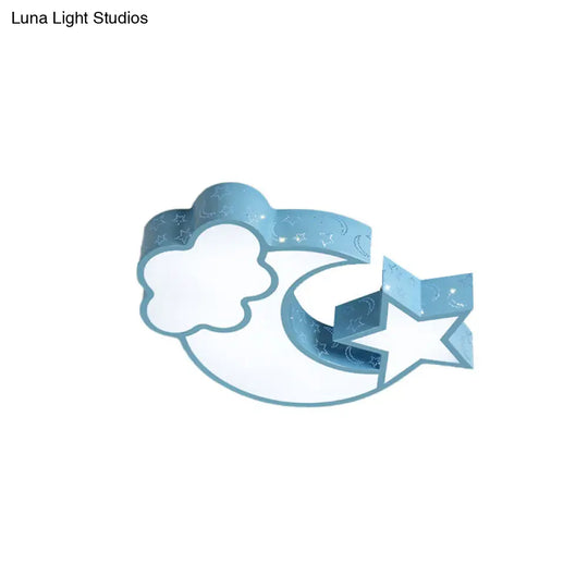 Colorful Kids Cloud & Crescent Ceiling Light - Hallway Acrylic Candy Flush Mount