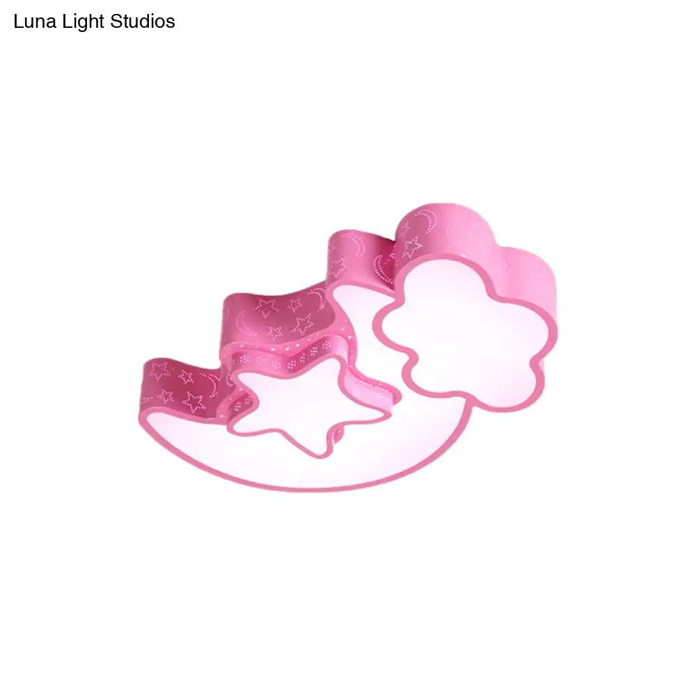 Colorful Kids Cloud & Crescent Ceiling Light - Hallway Acrylic Candy Flush Mount