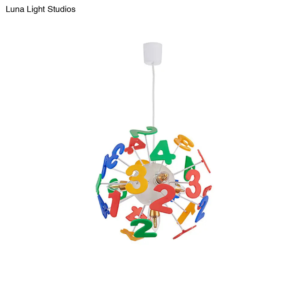 Colorful Kids Globe Ceiling Pendant Light With 4 Plastic Lights For Nursing Room