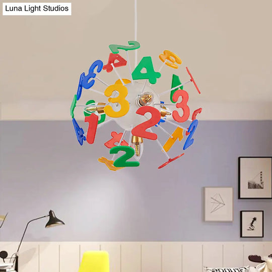 Colorful Kids Globe Ceiling Pendant Light With 4 Plastic Lights For Nursing Room