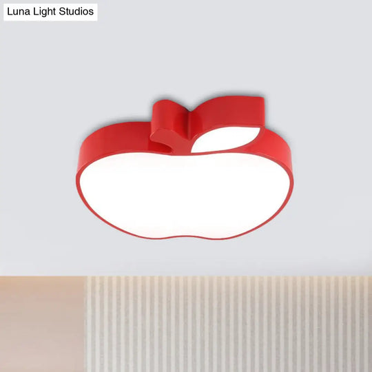 Colorful Kids Led Flush Mount Ceiling Lamp With Apple Design And Acrylic Shade