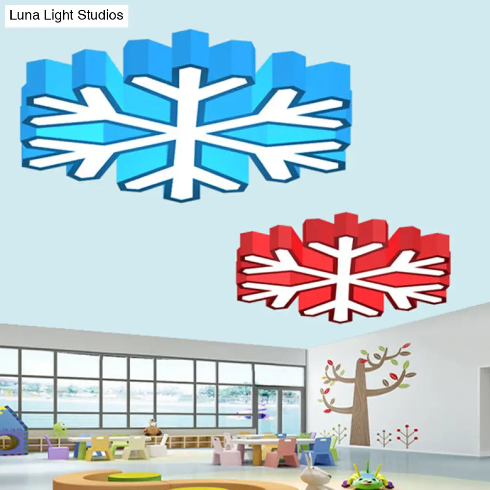 Colorful Led Flush Light Macaron Red/Yellow/Green Ceiling Mount Fixture For Nursery School With