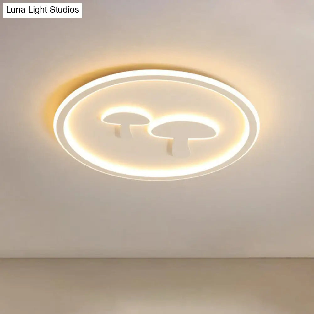 Colorful Led Flush Mount For Kids Bedroom - Acrylic Mushroom & Circle Shape Ceiling Light Fixture