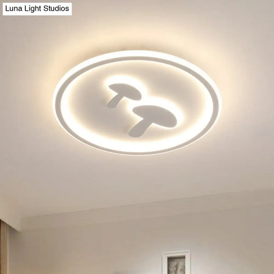 Colorful Led Flush Mount For Kids Bedroom - Acrylic Mushroom & Circle Shape Ceiling Light Fixture