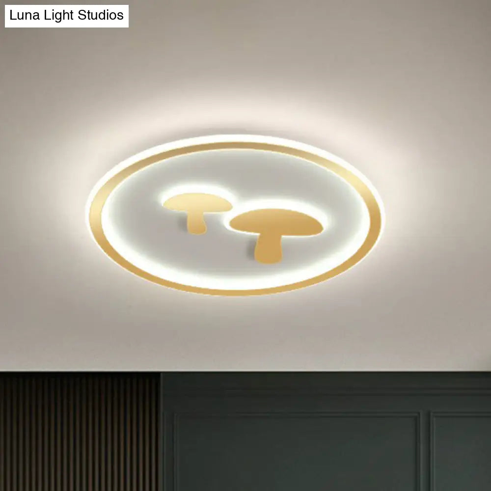 Colorful Led Flush Mount For Kids Bedroom - Acrylic Mushroom & Circle Shape Ceiling Light Fixture