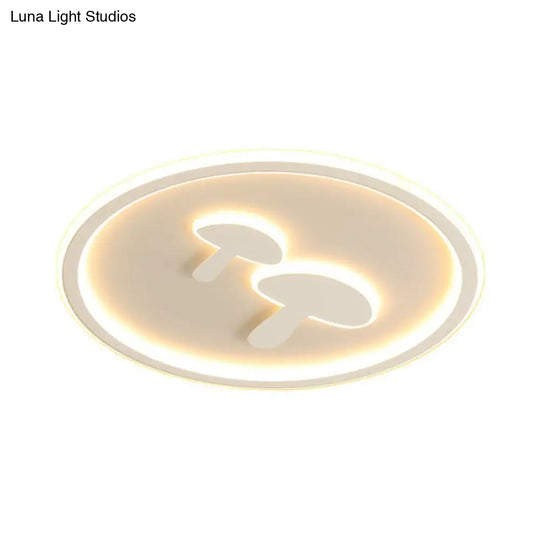 Colorful Led Flush Mount For Kids Bedroom - Acrylic Mushroom & Circle Shape Ceiling Light Fixture