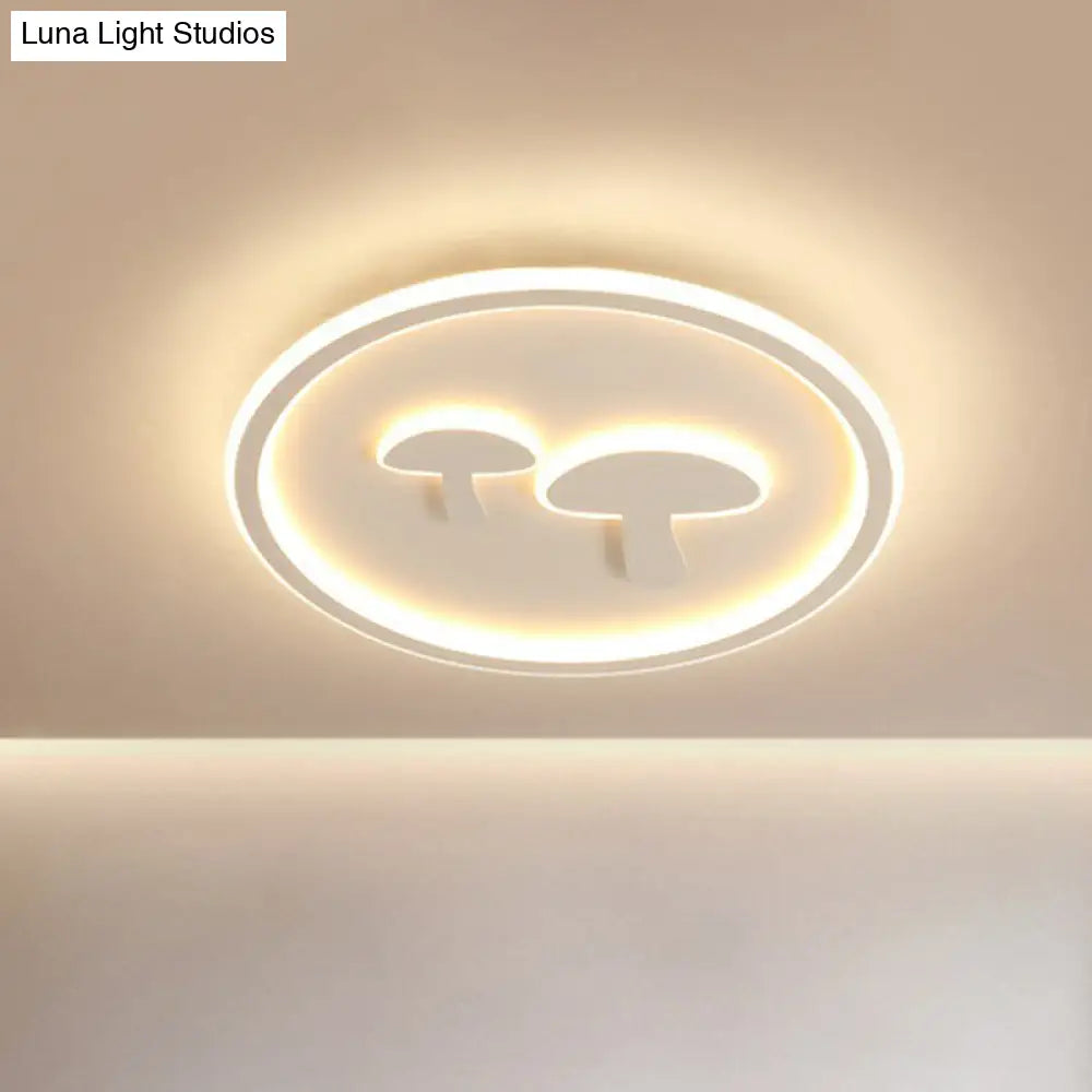 Colorful Led Flush Mount For Kids Bedroom - Acrylic Mushroom & Circle Shape Ceiling Light Fixture