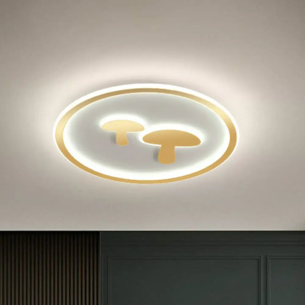 Colorful Led Flush Mount For Kids Bedroom - Acrylic Mushroom & Circle Shape Ceiling Light Fixture