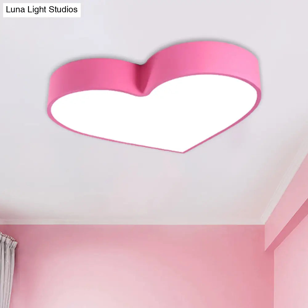 Colorful Led Heart Flush Mount Ceiling Light For Parlor With Minimalistic Acrylic Design