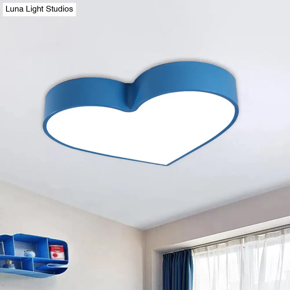 Colorful Led Heart Flush Mount Ceiling Light For Parlor With Minimalistic Acrylic Design Blue