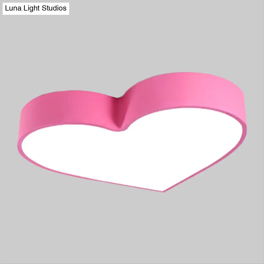 Colorful Led Heart Flush Mount Ceiling Light For Parlor With Minimalistic Acrylic Design