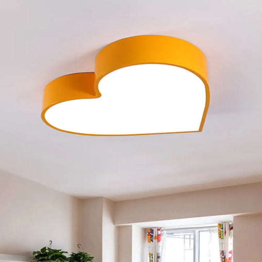 Colorful Led Heart Flush Mount Ceiling Light For Parlor With Minimalistic Acrylic Design Yellow