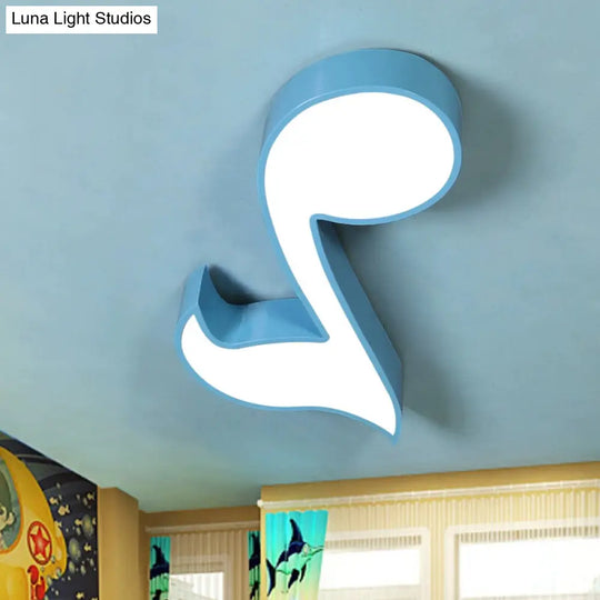 Colorful Metal Flush Ceiling Lamp With Musical Note Design For Classrooms Blue / A 22