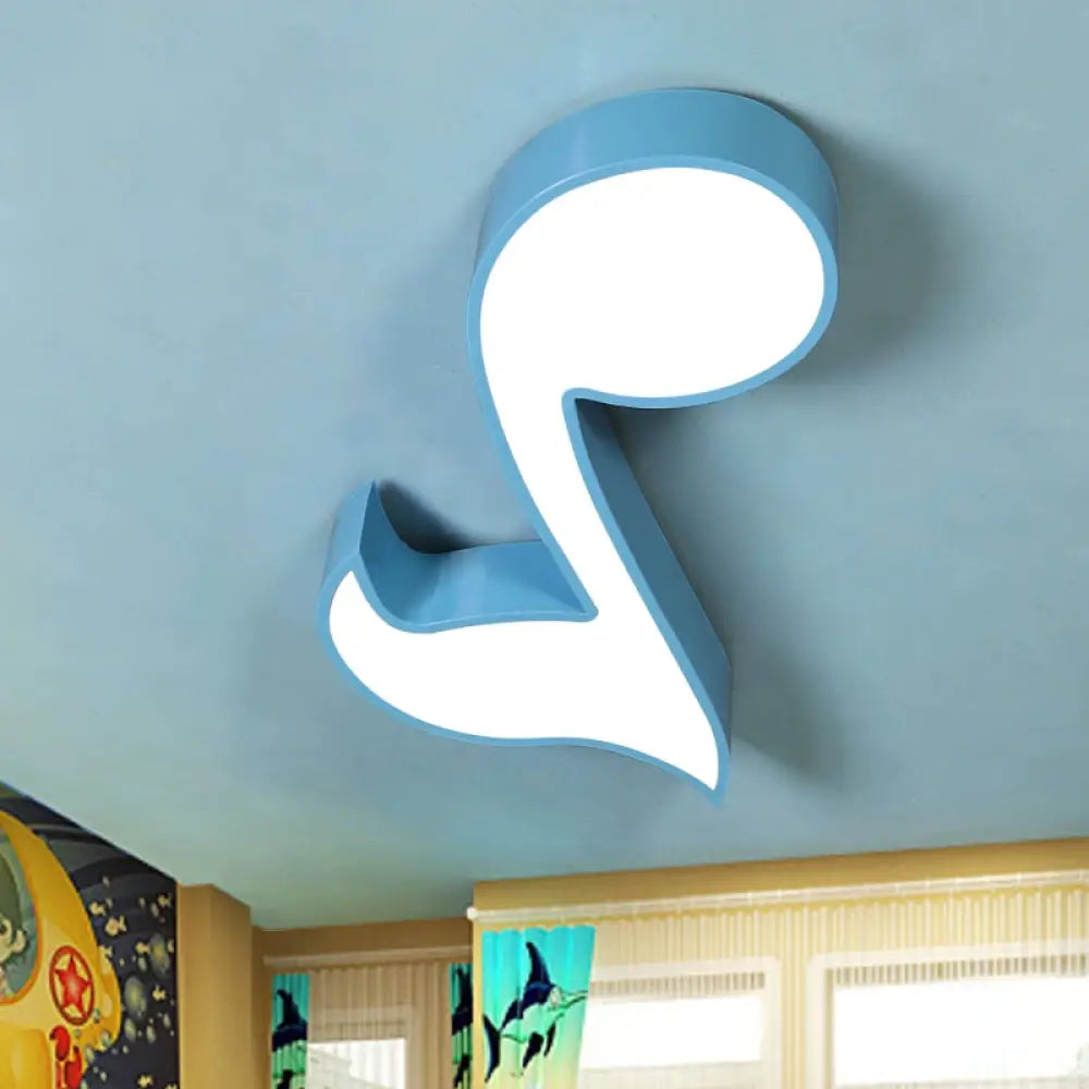 Colorful Metal Flush Ceiling Lamp With Musical Note Design For Classrooms Blue / A 22’