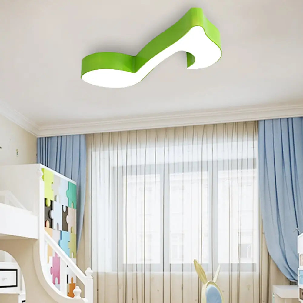 Colorful Metal Flush Ceiling Lamp With Musical Note Design For Classrooms Green / C 26’