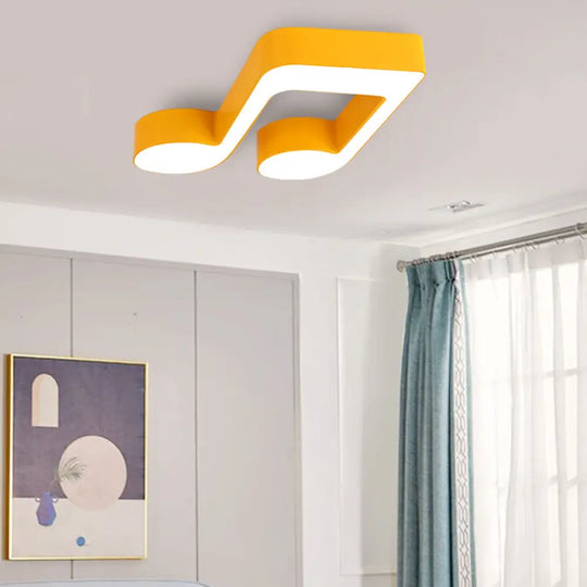 Colorful Metal Flush Ceiling Lamp With Musical Note Design For Classrooms Yellow / D 21.5’