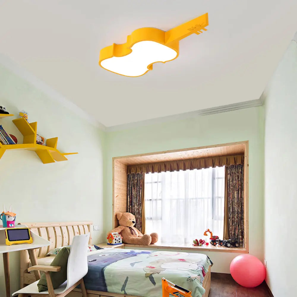 Colorful Metal Flush Ceiling Lamp With Musical Note Design For Classrooms Yellow / E 33.5’