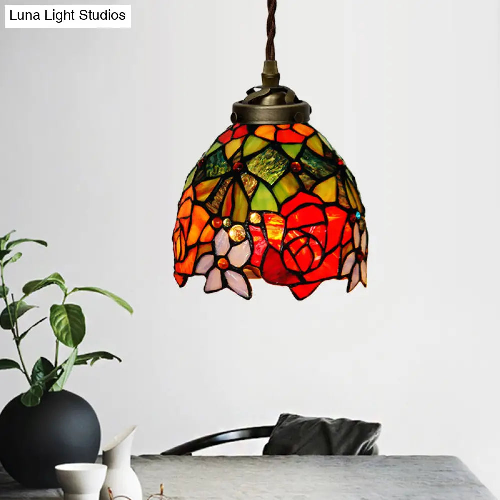 Colorful Stained Glass Pendant Light For Dining Room - Tiffany Style