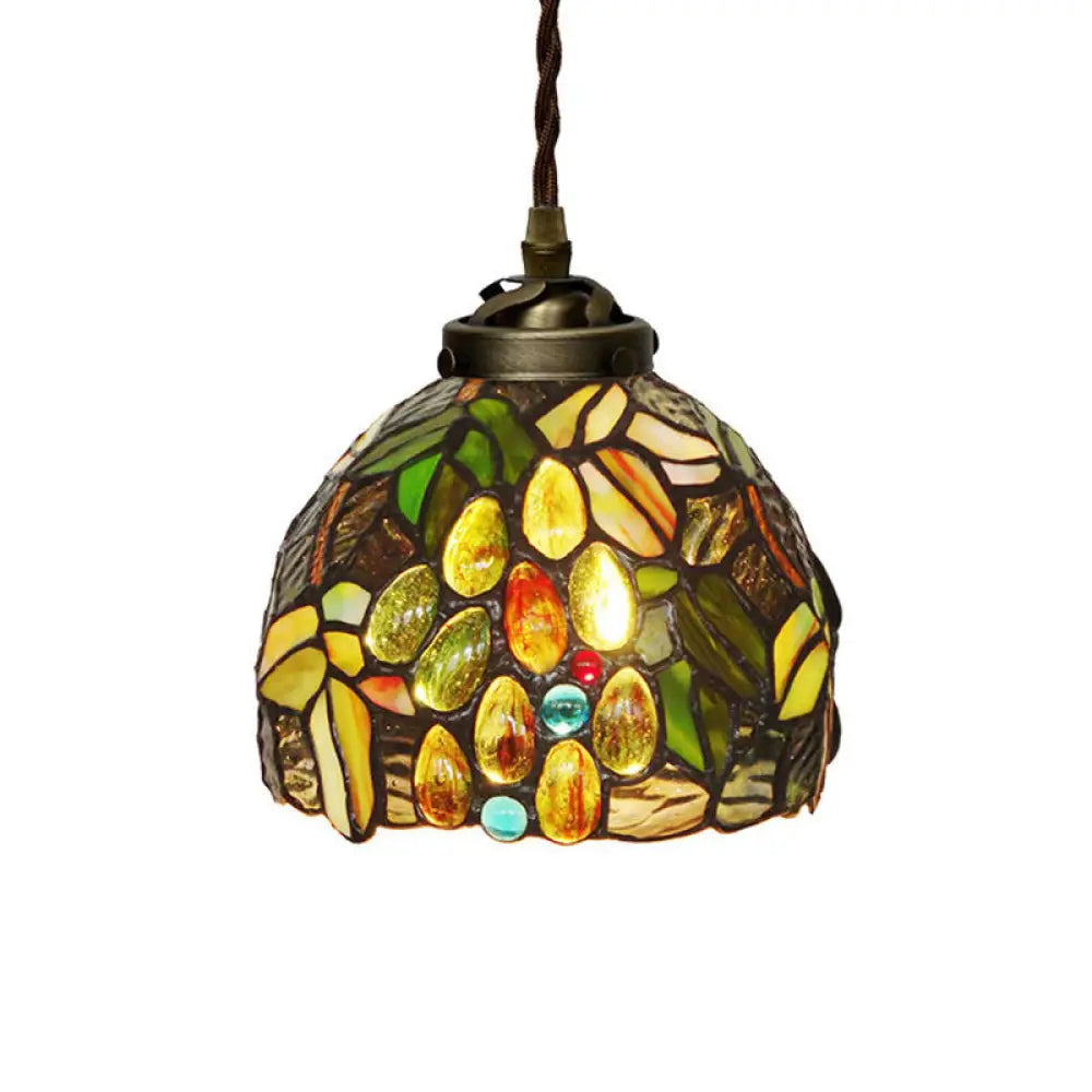 Colorful Stained Glass Pendant Light For Dining Room - Tiffany Style Yellow