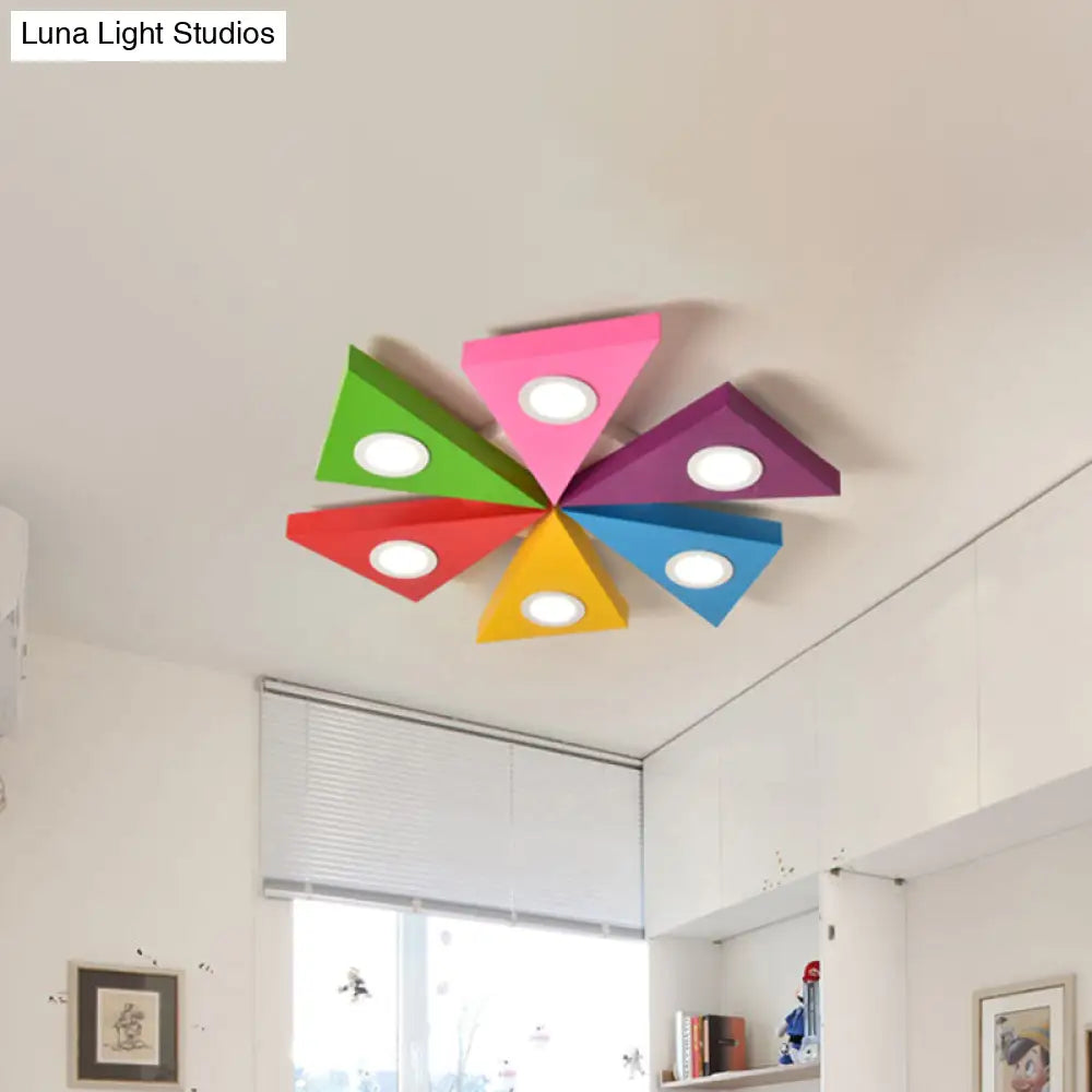 Colorful Windmill Led Ceiling Light For Kids Room - Acrylic Flushmount Fixture Multi-Color
